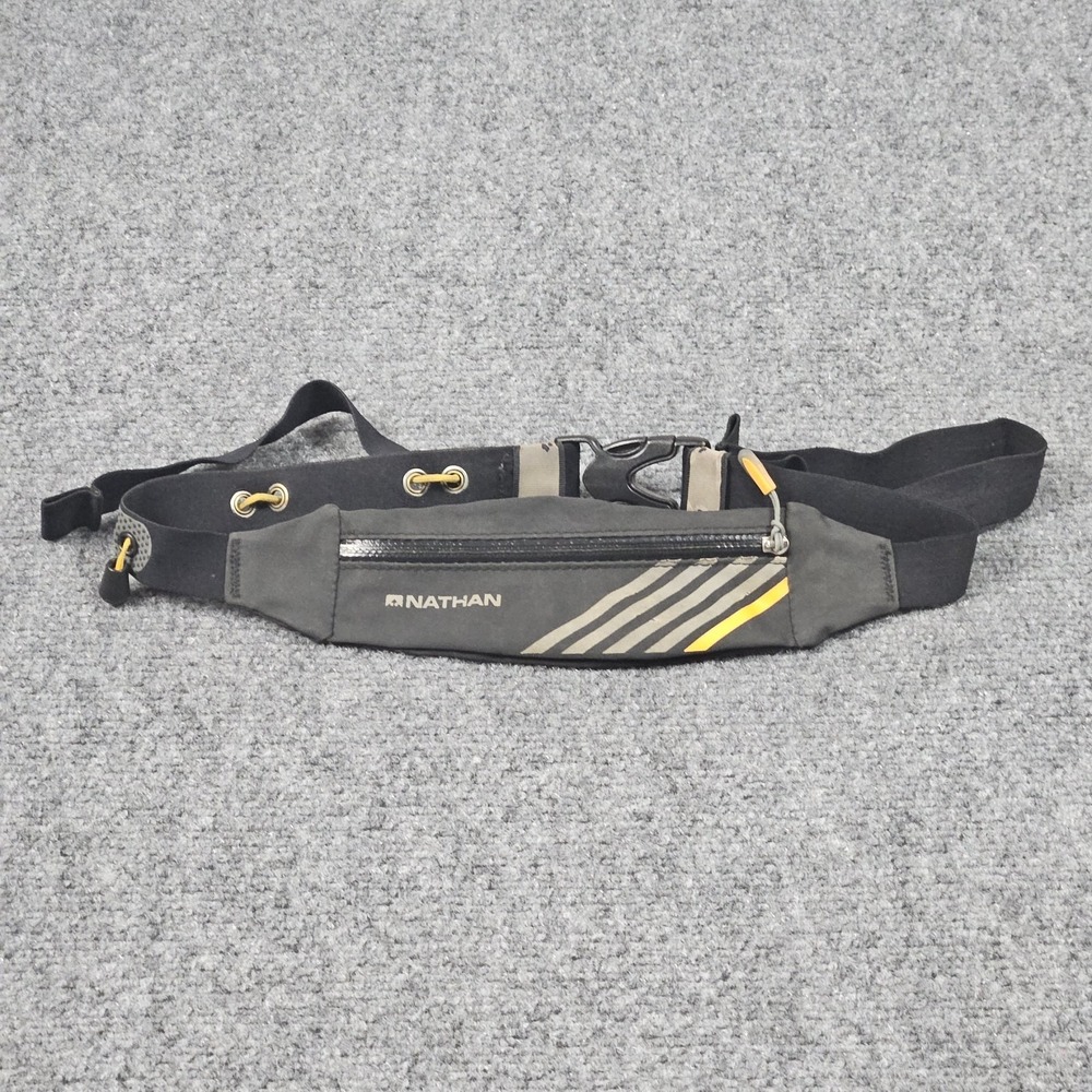 Nathan Running Belt Unisex OS Black Grey Reflective Waist Pack Marathon Gear